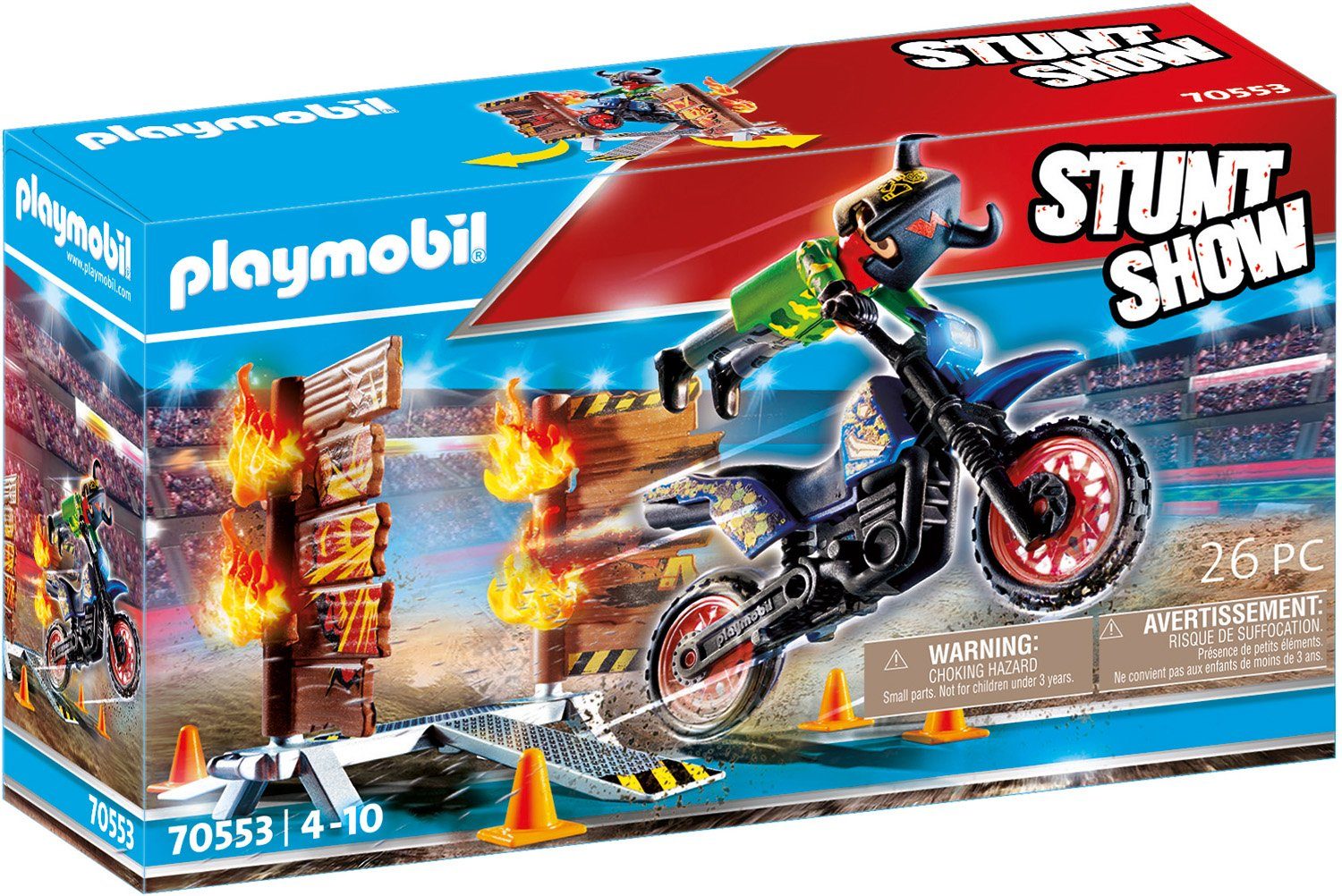 Image of PLAYMOBIL® 70553 Stuntshow Motorrad mit Feuerwand