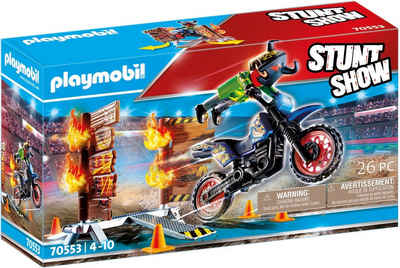 Playmobil® Konstruktions-Spielset »Motorrad mit Feuerwand (70553), Stuntshow«, (26 St)