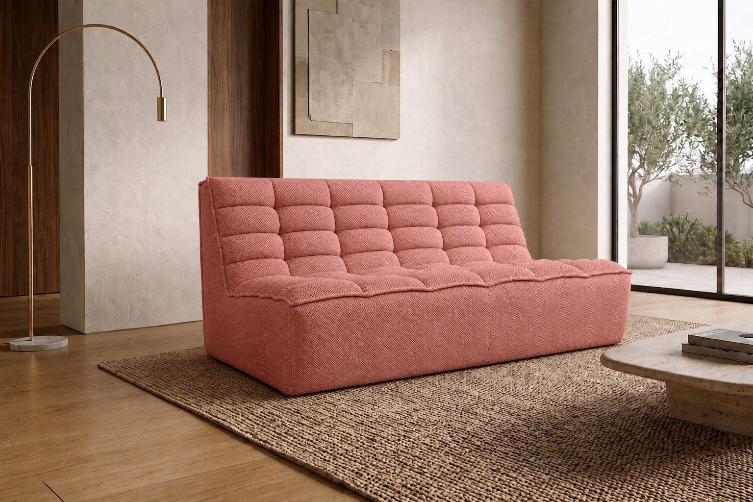 Kaiser Möbel Sofa Modulares 2-Sitzer im Plüschstoff POP LAZY, Einzelmöbel, Modulares Design, weiche Polsterung, 3D-Plüschstoff