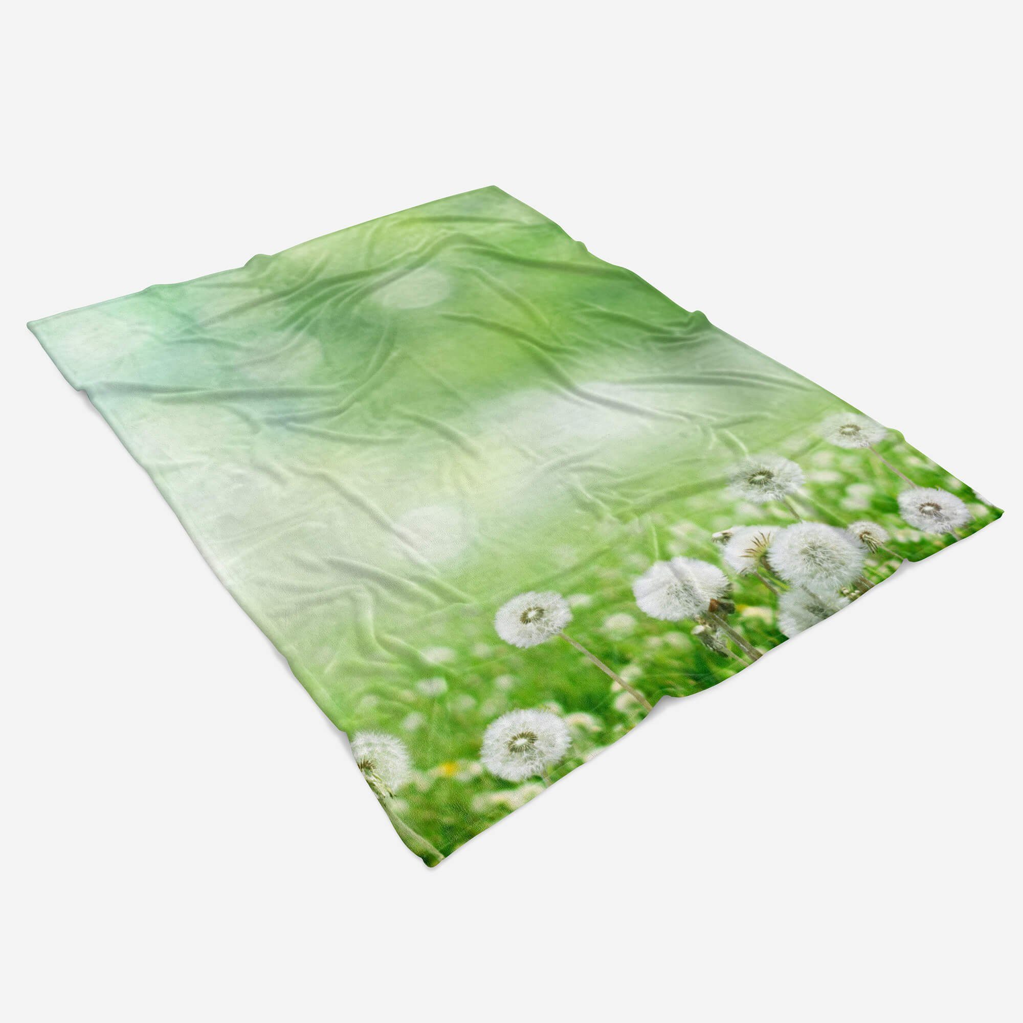 Sinus Art Handtücher Handtuch Baumwolle-Polyester-Mix Strandhandtuch mit Saunatuch Grün Pusteblumen Kuscheldecke Fotomotiv (1-St), Handtuch S