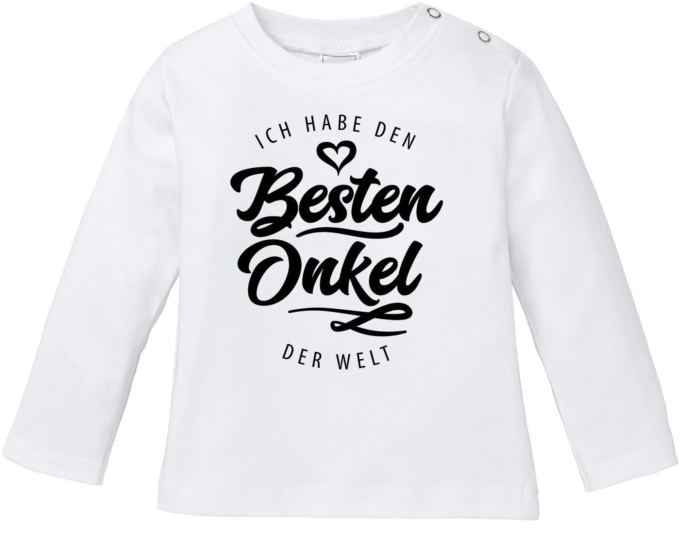 Rundhalsshirt Baby Langarmshirt Babyshirt Ich habe den besten Onkel der Welt Spruch
