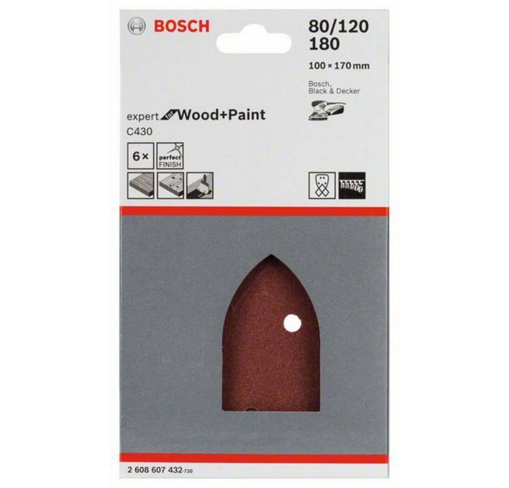 Thumbnail - BOSCH Schleifpapier Schleifblatt100 x 170 mm, 2 x 80, 2 x 120, 2 x