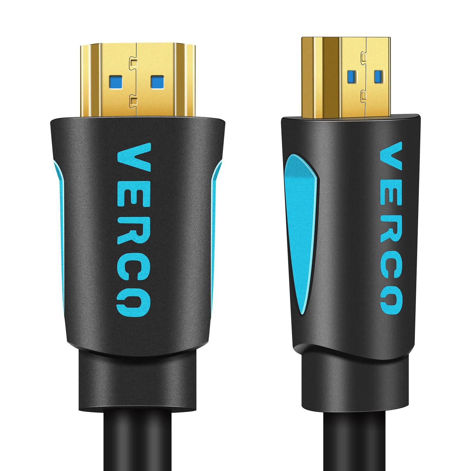 VERCO Full HD 4K 8K UHD rundes 2.1 HDMI-Kabel, HDMI Typ A, (100 cm), HDR eARC 3D Cec High Speed Ethernet Stecker sind vergoldet – Bild 3 von 5