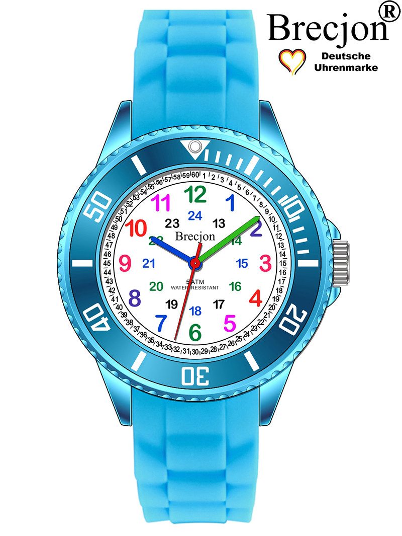 Brecjon Quarzuhr Kinder Armbanduhr Lernuhr 5ATM Silikon, kostenloser Versand
