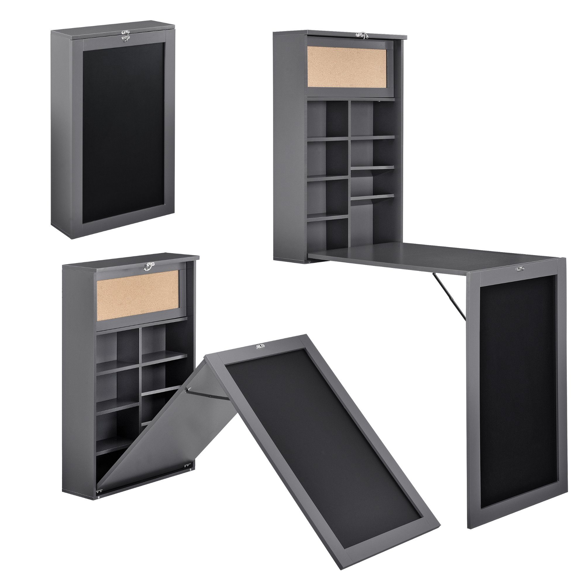 en.casa Wandregaltisch, »Kläppen« Klappbarer Tisch mit Regal, Pinnwand & Ta günstig online kaufen