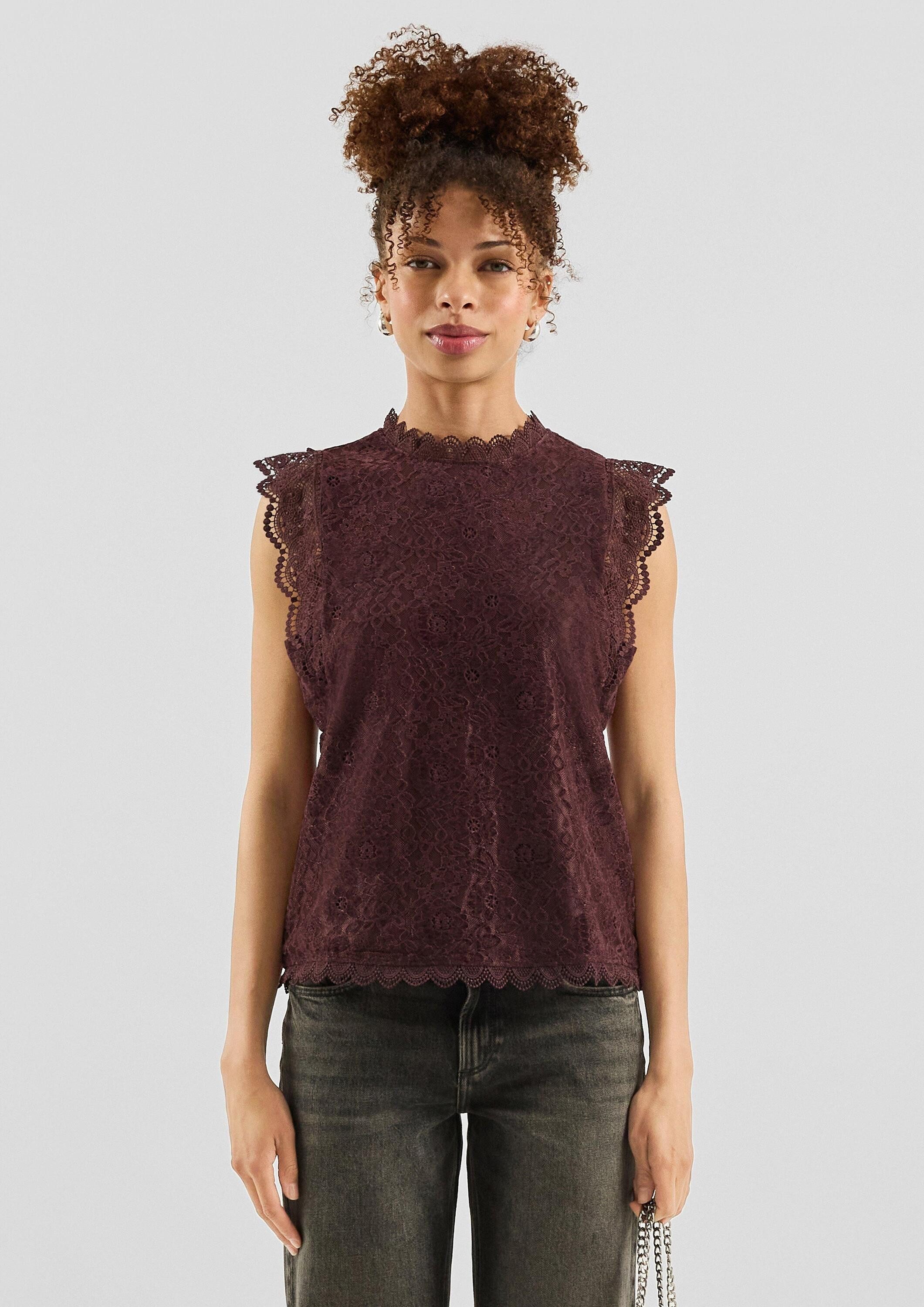 QS Blusentop Bluse Blusentop aus Samtspitze günstig online kaufen