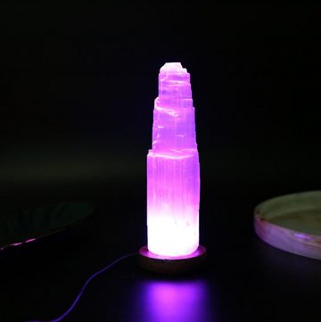IhrHauz LED Nachttischlampe Selenit Farbwechsel Tischlampe USB LED lampe Kristall Beleuchtung, LED