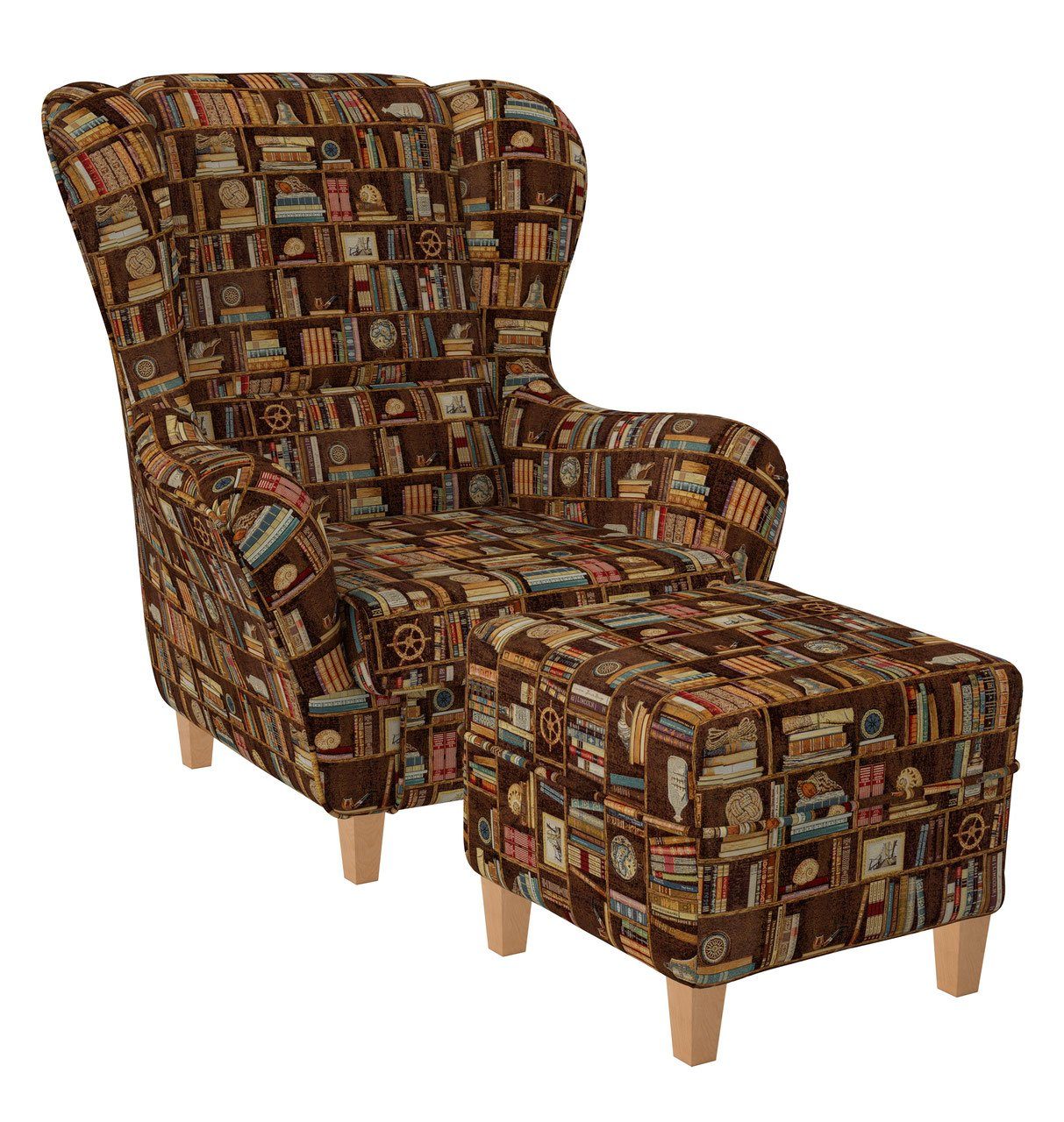 Supellex Кресла Sofia Relaxsessel mit Hocker Design Bibliothek, Bücherregal