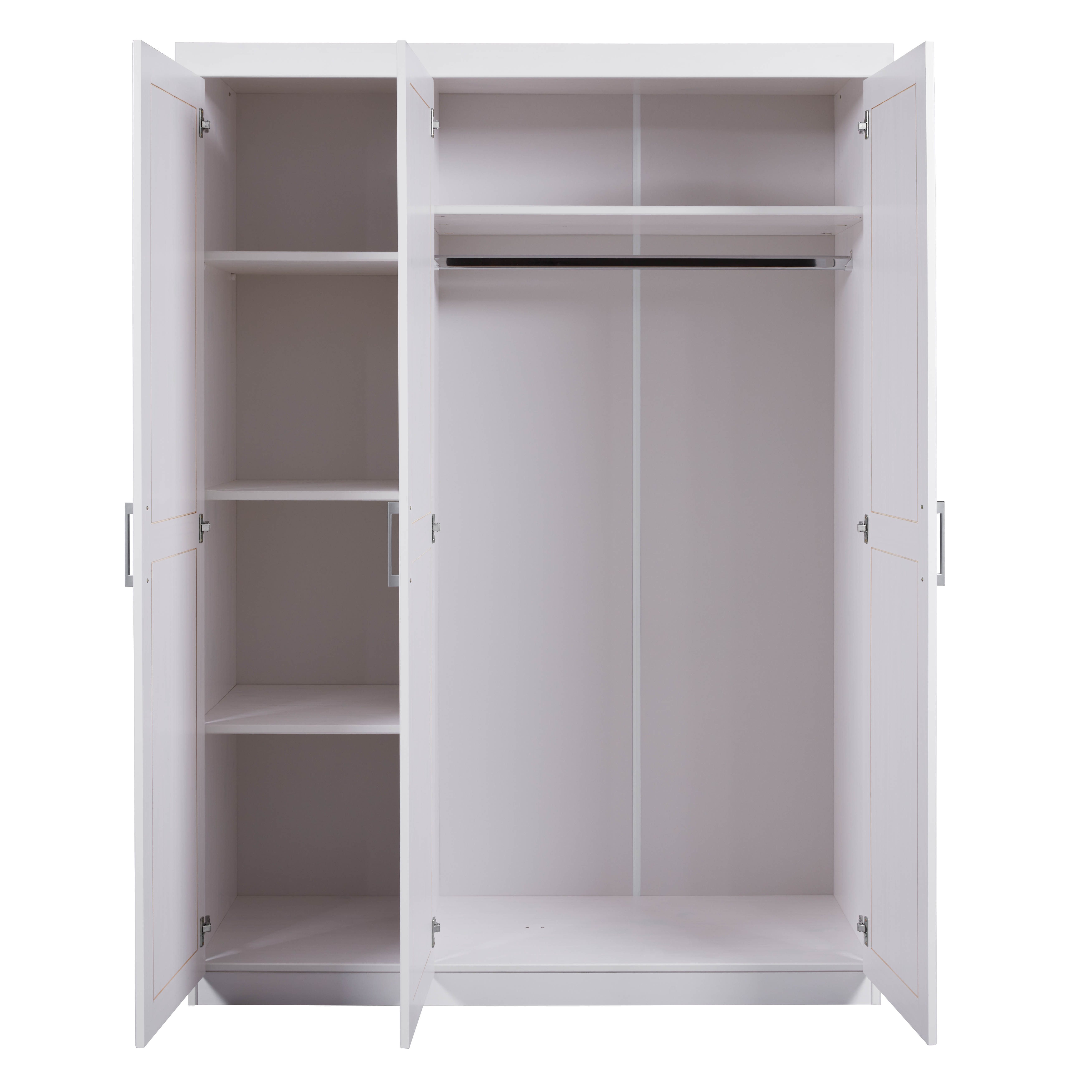 Inter Link Kleiderschrank Magnus weiss Massivholz Schrank, 5 Fächer, Kleiderstange, weiß lackiert, Massivholz – Bild 2 von 5