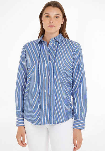 Tommy Hilfiger Hemdbluse ORG CO STRIPE RELAXED SHIRT LS im Streifenlook mit interessanten Lochstreifen-Details