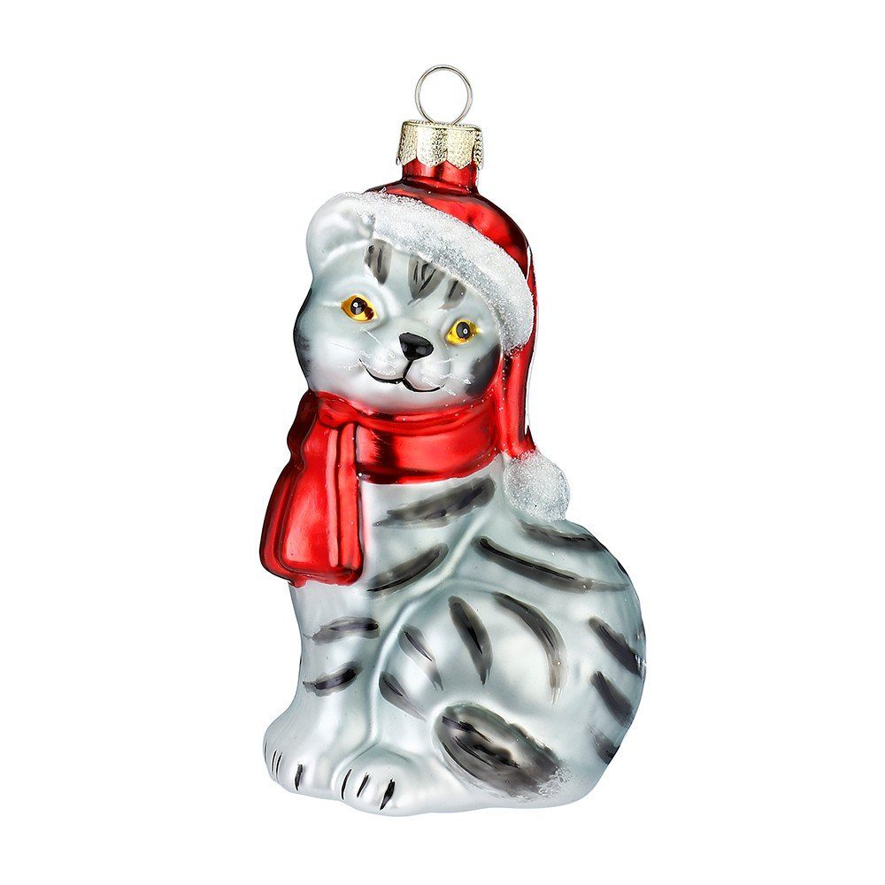 MAGIC by Inge Christbaumschmuck, Christbaumschmuck Glas Katze mit Mütze und günstig online kaufen