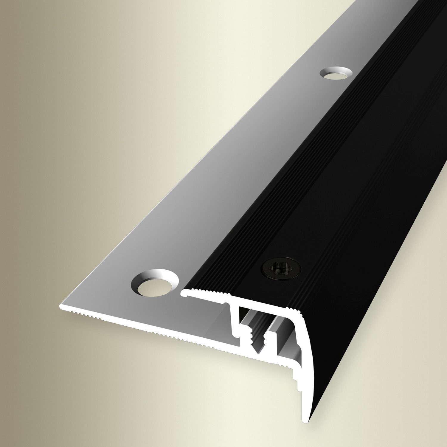 Küberit Treppenkantenprofil 21 x 21.5 x 2700 mm Winkelprofil Schwarz Gebohrt Aluminium