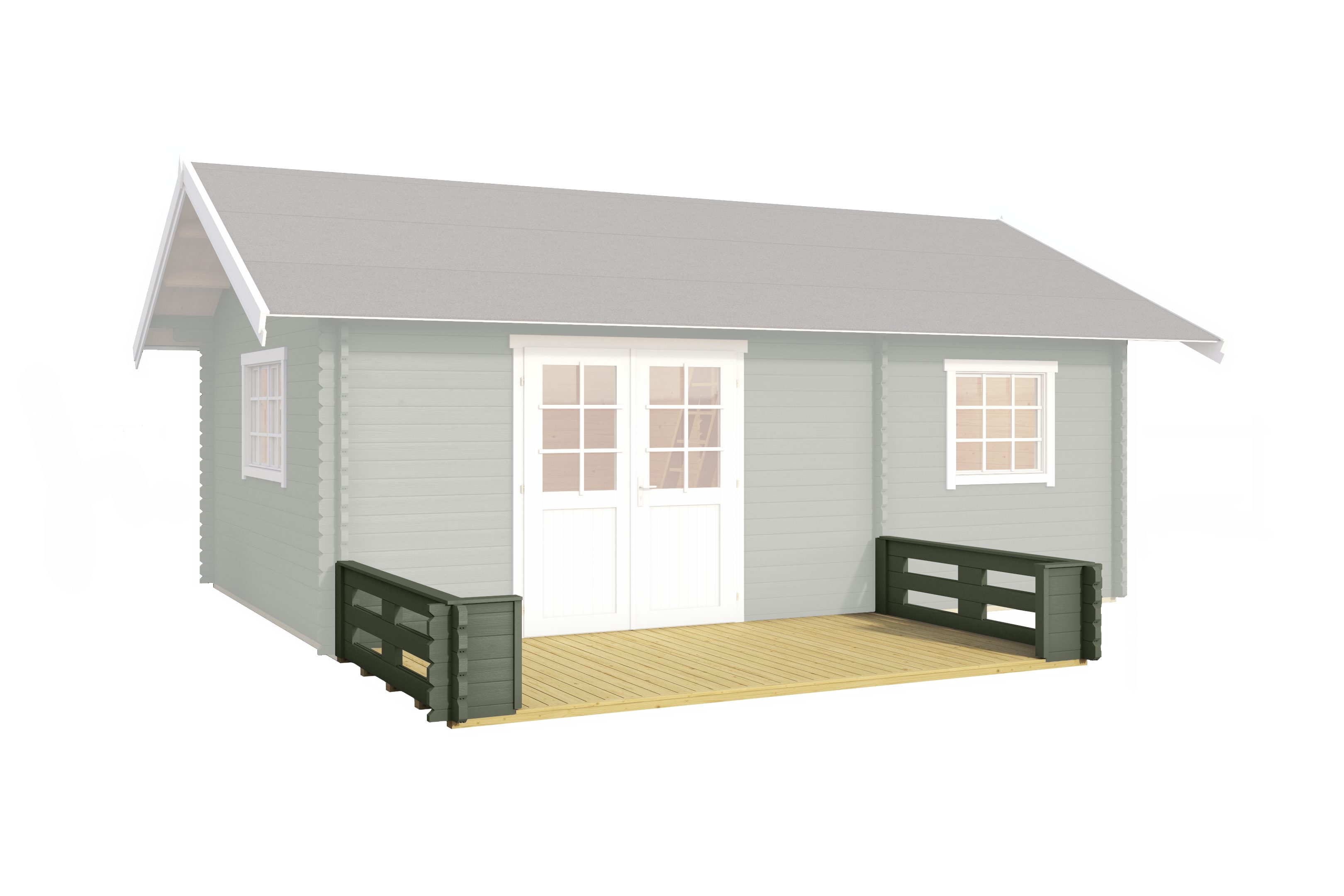 Nordic Holz Terrasse CAROLINE, BxT:365x200 cm, BxT: 365x200 cm, mit Unterkonstruktion und Geländer