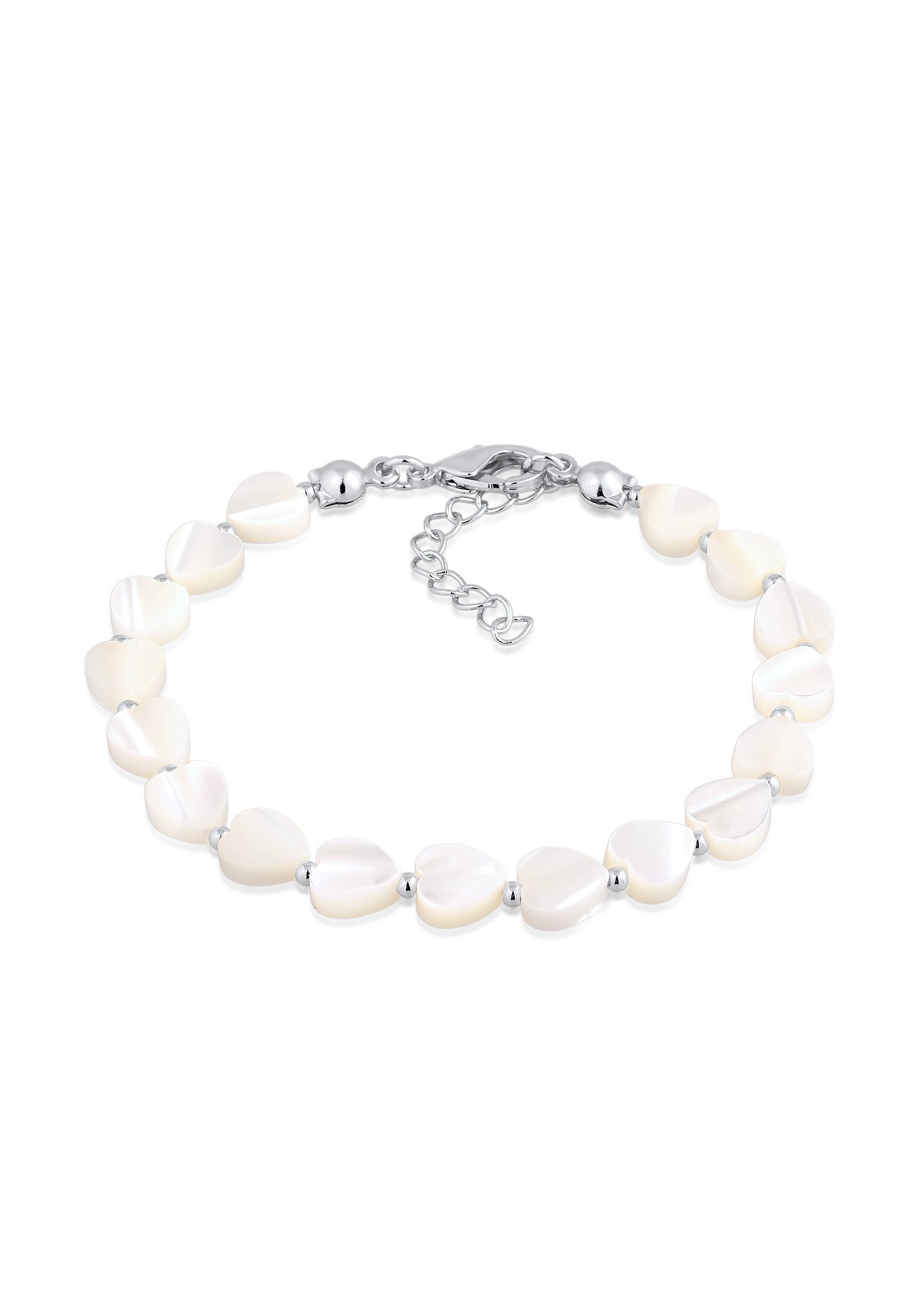 Armband Muschel Herzen Kette Silberfarben