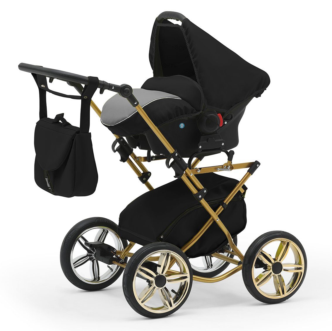 babies-on-wheels Kombi-Kinderwagen Sorento 3 in - in Designs Grau-Schwarz 1 Autositz 13 inkl. Teile - 10