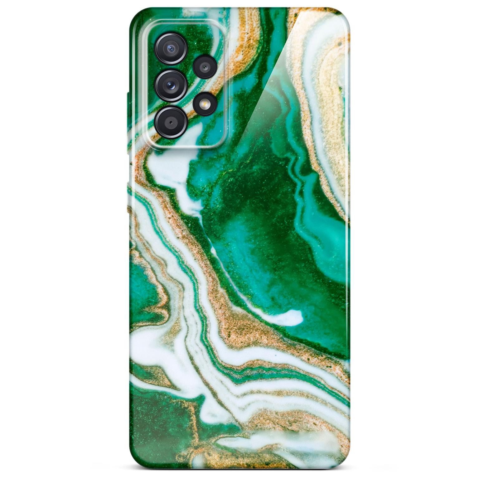 ONEFLOW Handyhülle für Samsung Galaxy A52 Hülle Marmor Bliss Cover Grün Gold 6,5 Zoll, Handy Schutz Backcover Handytasche Case Schutzhülle mit Kameraschutz