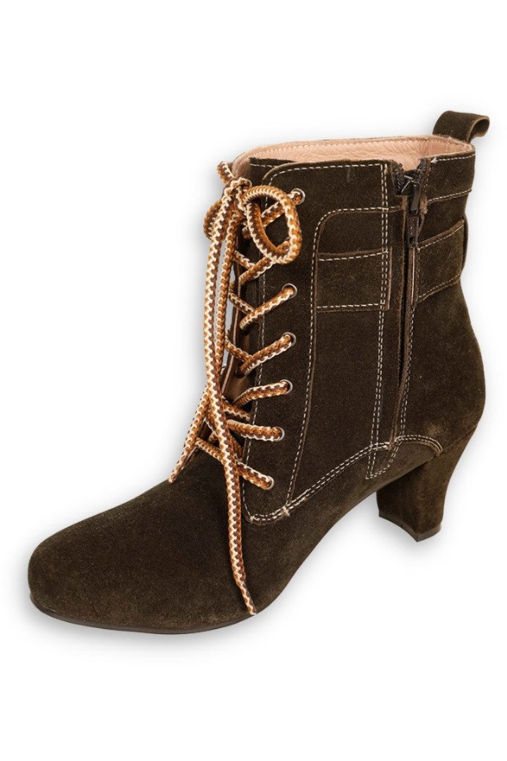 MarJo Trachten Stiefeletten - BÄRBEL - dunkelbraun, rustik/lava Stiefelette