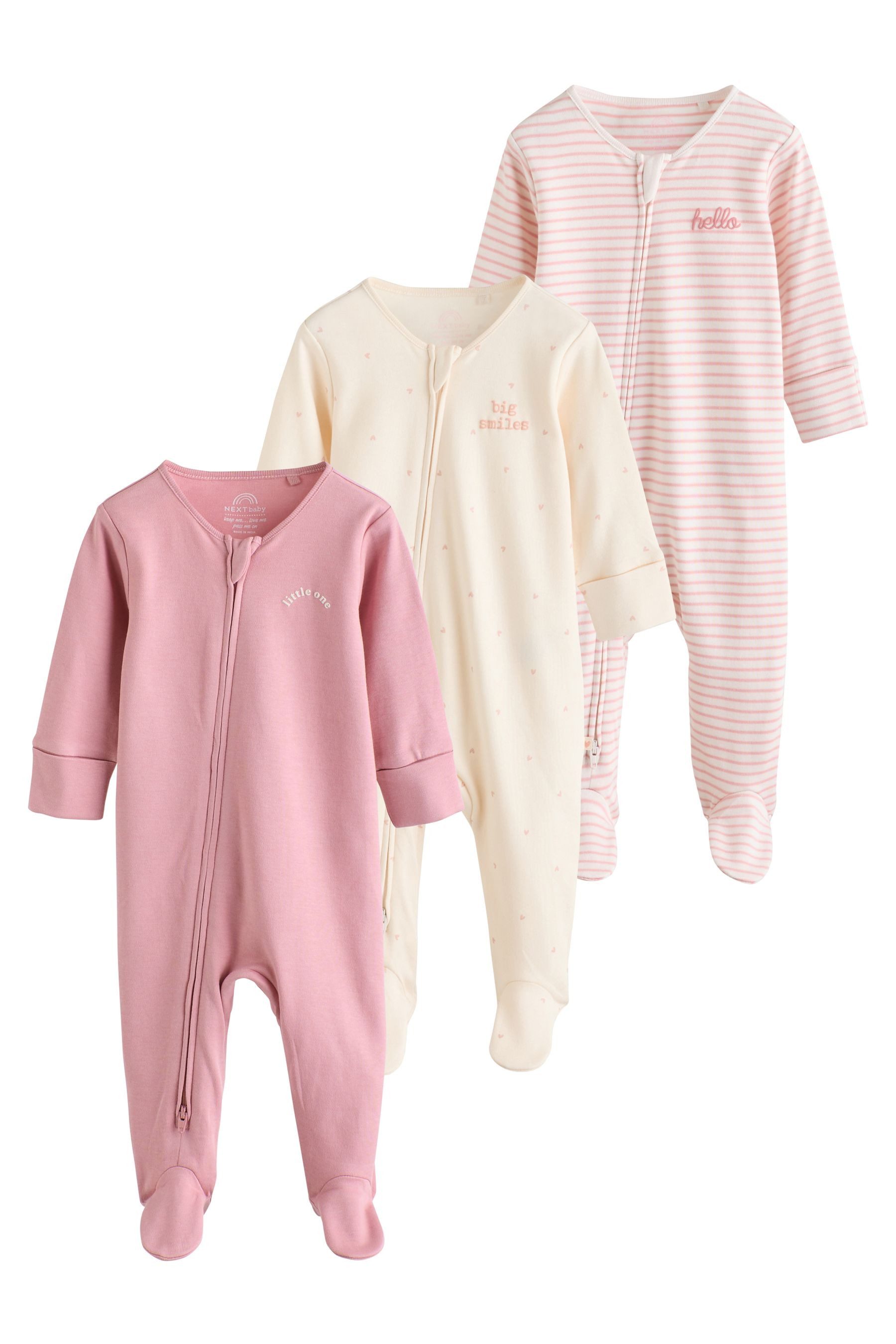 Schlafoverall Babyschlafanzüge mit Zweiwege-RV, 3er-Pack