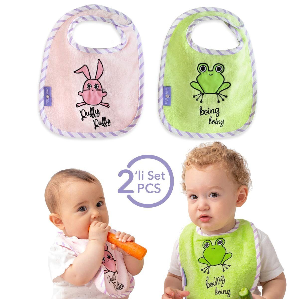 MILK&MOO Duschtuch Milk&Moo Chancin und Cacha Frog Baby Lätzchen Set 2 Stück