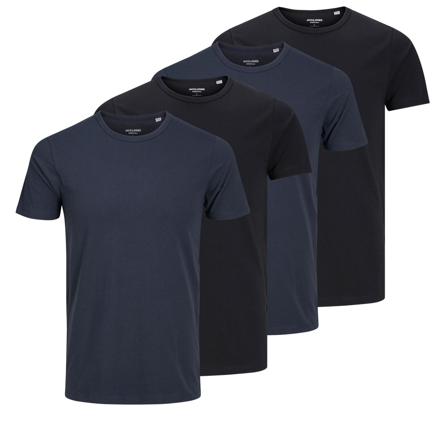 Jack & Jones T-Shirt BASIC für jeden Tag im schlichten Design im 4er Pack