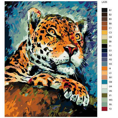 Marussia Kreativset Malen nach Zahlen "Aufmerksamer Leopard", 40x50cm, LA35, (embroidery kit)