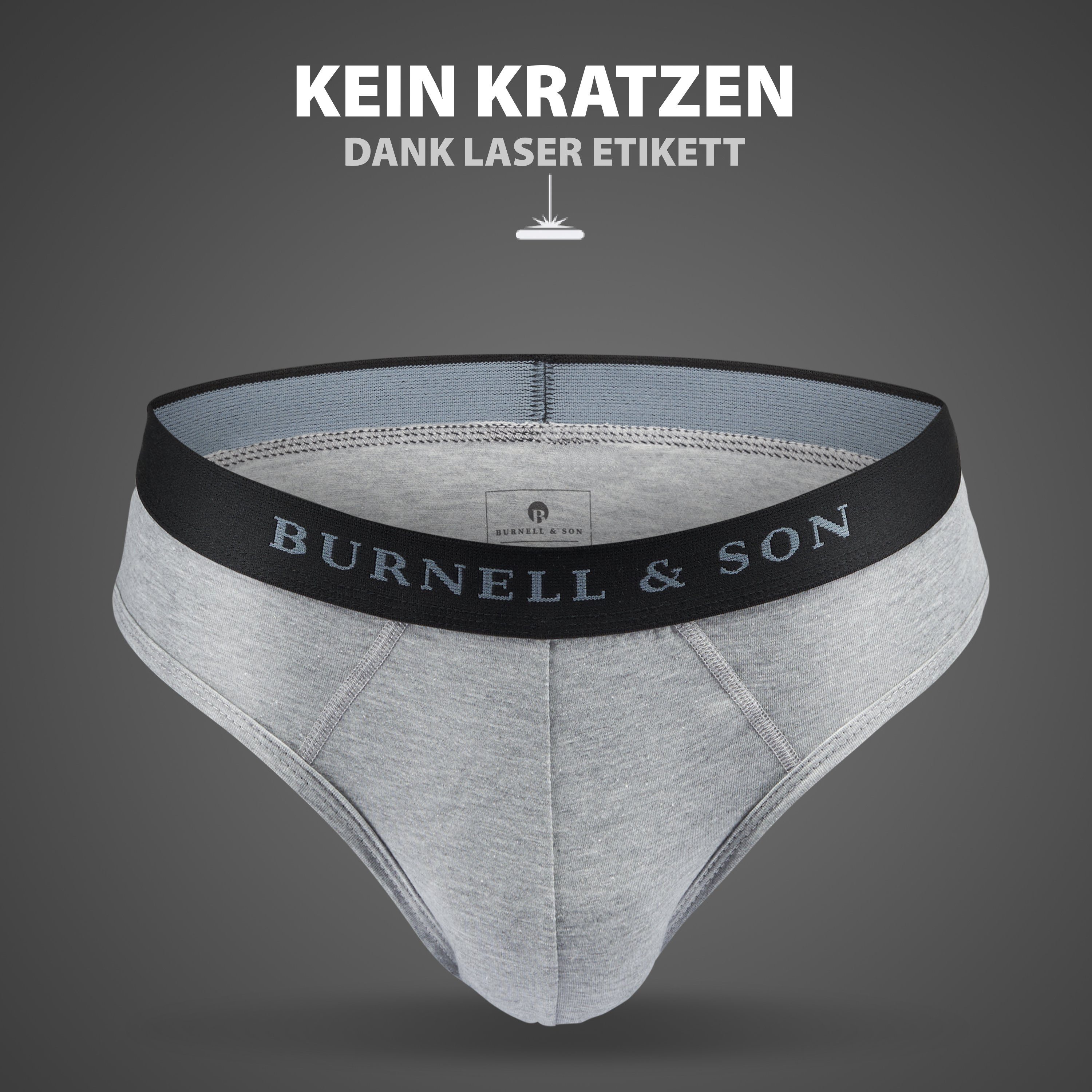 Burnell & Son Slip Herrenslips Spar-Packung, 6er-Pack) Unterhosen Grau für Set, Komfortbund (Packung, Herren Spar-Pack, Baumwolle 6-St., mit aus