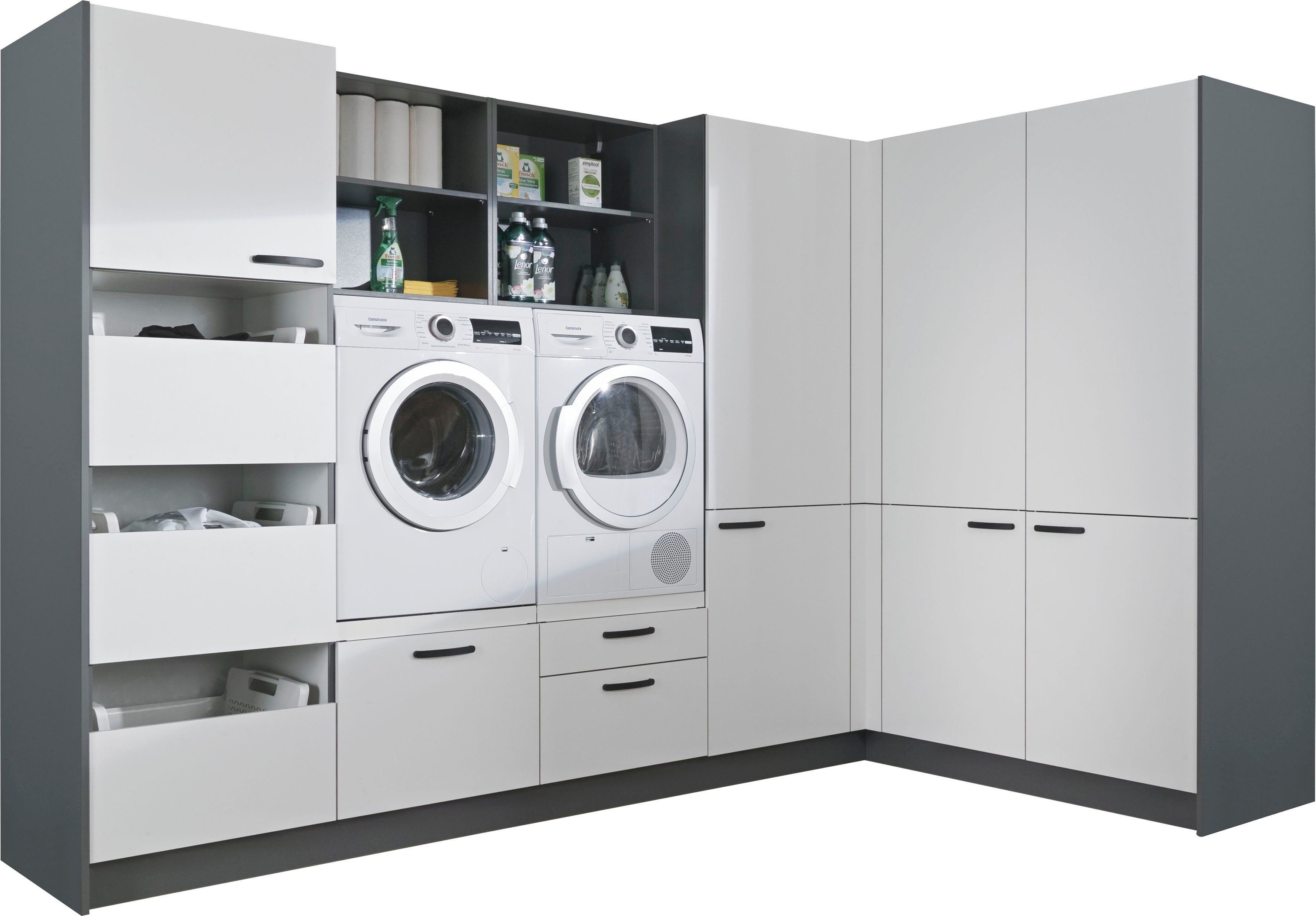 Express Küchen Schrank-Set Arta, (Komplett-Set, 12-St., ohne Geräte, vormontiert, Soft-Close-Funktion, Stellbreite 310x190 cm), vormontiert, mit Soft-Close-Funktion, Stellbreite 310x190cm