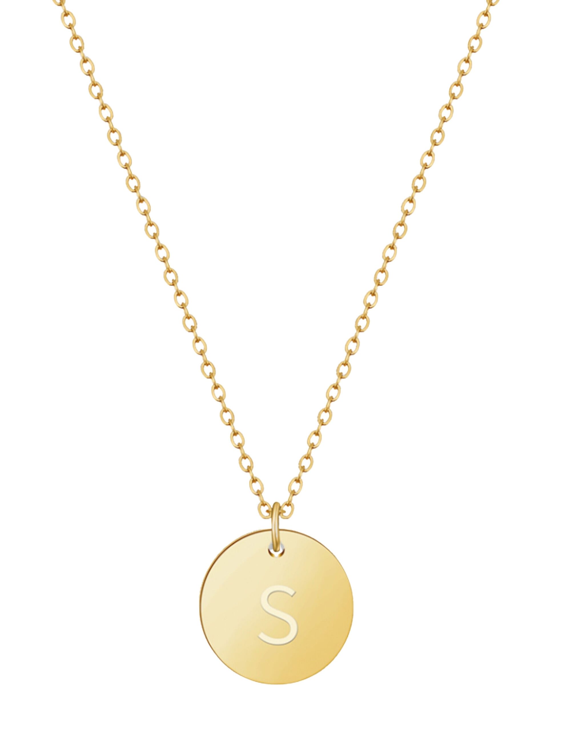 GOOD.designs Kette mit Anhänger, 18 K vergoldet mit Buchstaben-Coin S