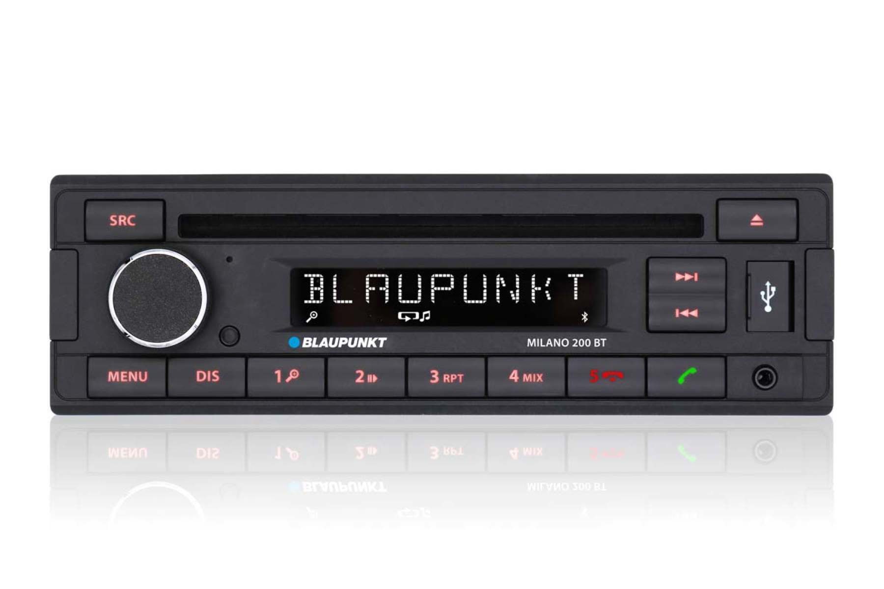 Blaupunkt Milano 200 BT Bluetooth 1-DIN Radio MIT CD mit USB Autoradio Autoradio (RDS, AM/FM Radio, Animiertes Display, Bluetooth, AUX Eingang, 1 DIN, RDS, AM/FM Radio, Animiertes Display, Bluetooth, AUX Eingang, 1 DIN)