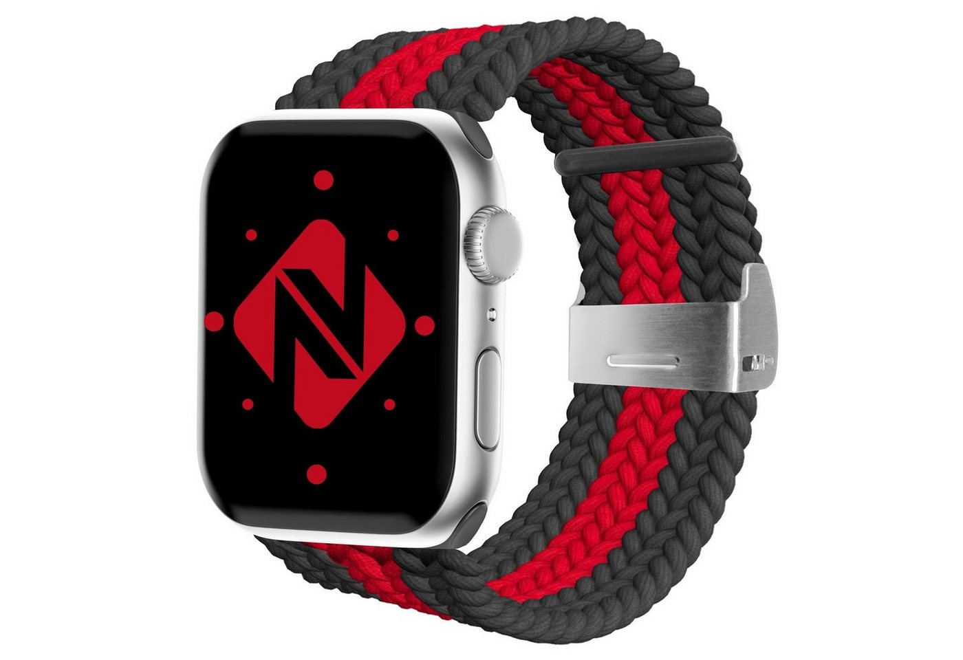 Nalia Smartwatch-Armband Apple Watch 38mm/40/41/42(Serie 10/11), Flecht-Stoff Uhr Ersatzband / Metall-Schließe / Stufenlos verstellbar