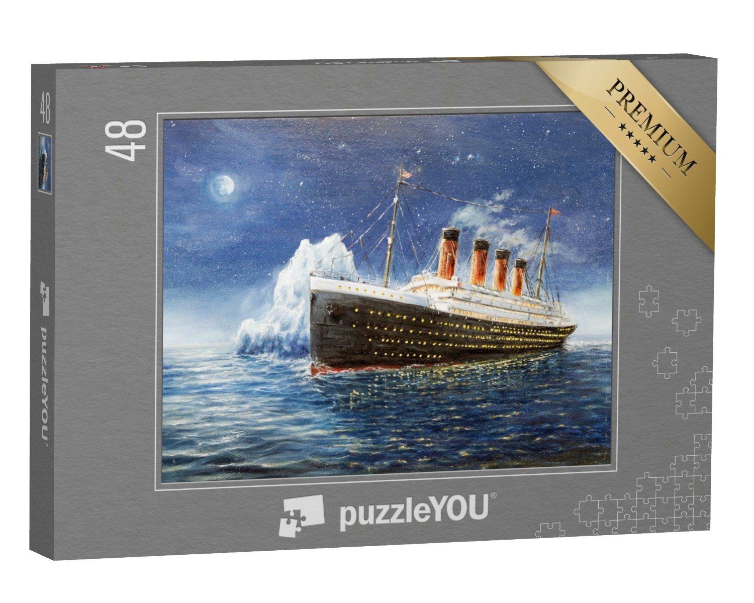 puzzleYOU Puzzle Ölgemälde: Die Titanic zerschellt am Eisberg, 48 Puzzleteile, puzzleYOU-Kollektionen Historische Bilder