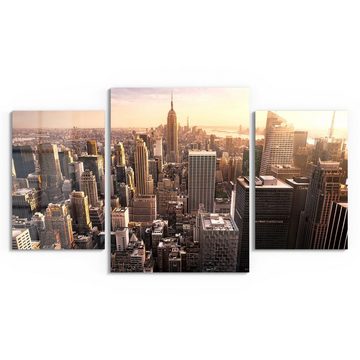 DEQORI Glasbild 'New York City Skyline', 'New York City Skyline', Glas Wandbild Bild schwebend modern