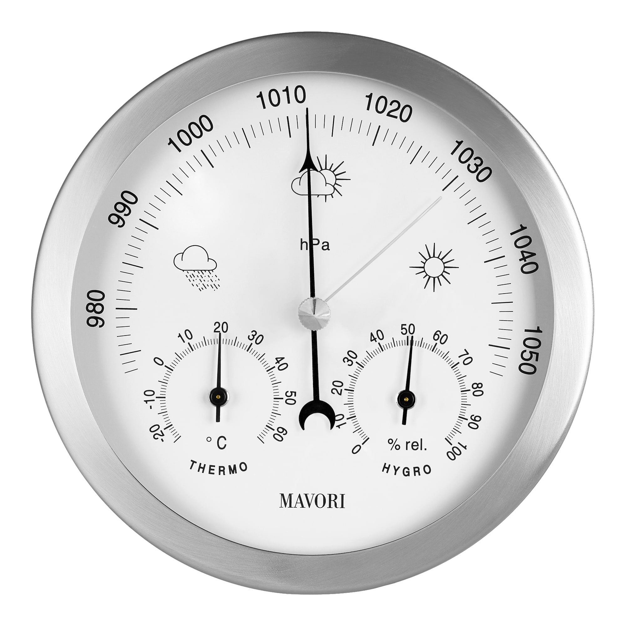 Innen- Wetterstation analog Thermometer Hygrometer Barometer Edelstahl Außen 