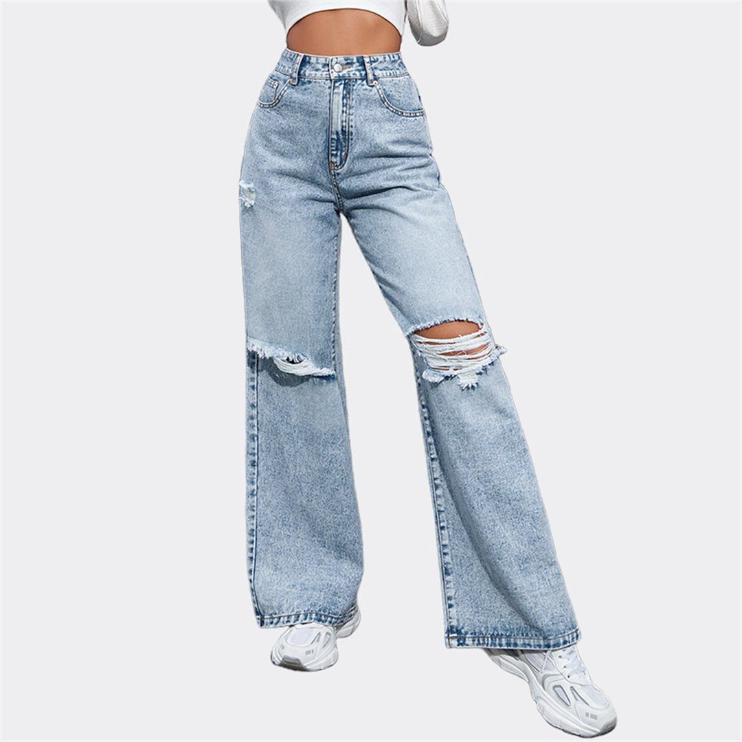 L.Ru UG Destroyed-Jeans Stretch-Jeans Damen Jeans mit Destroyed-Look  (Modische Ripped-Jeans für Frauen mit Vintage-Effekt) Geeignet für jeden  Anlass, elegant und vielseitig Alltagstreffen