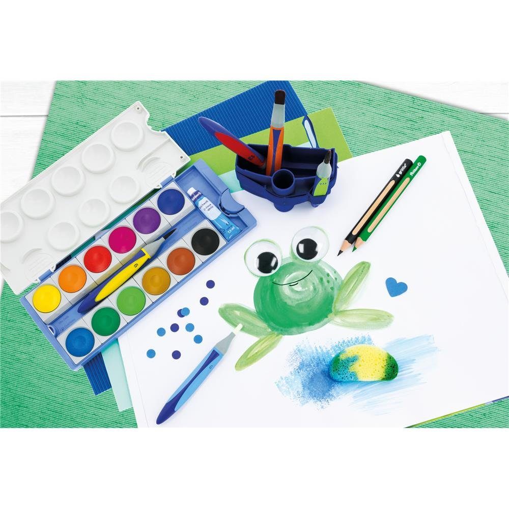 Pelikan Farbkasten Deckfarbkasten K12® eco mit 12 Farben, und Deckweiß Malkasten Schulmalfarben