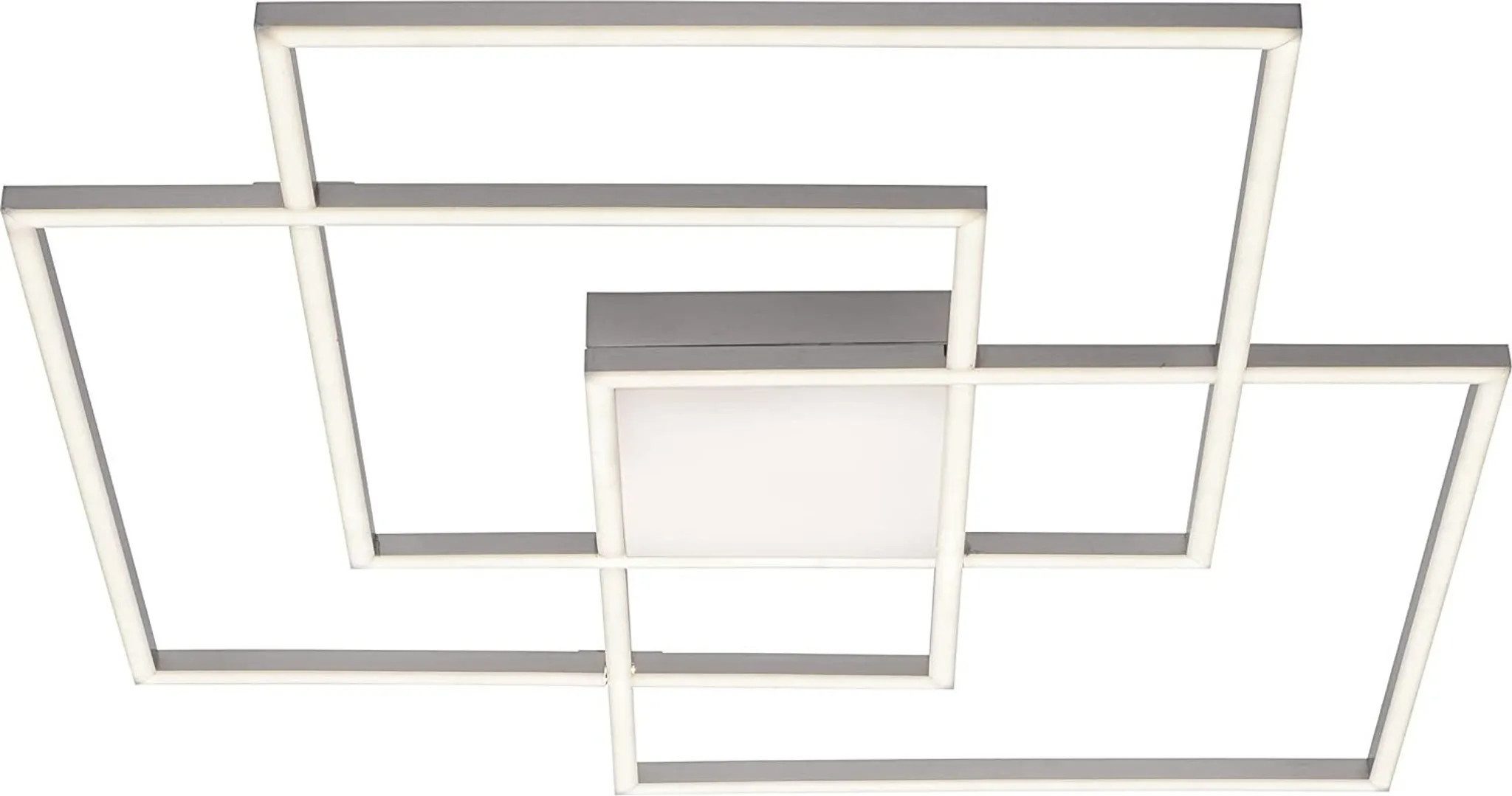 JUST LIGHT LED Deckenleuchte "Asmin" Deckenlampe Farbe Stahl, 12W 2700-5000 K, Fernbedienung, Lampe, 75 x 75 cm, Wohnzimmer Leuchte