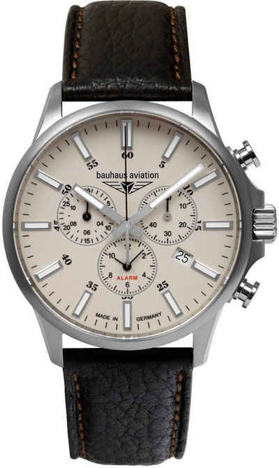 bauhaus Chronograph bauhaus aviation, 2880-5, Armbanduhr, Quarzuhr, Herrenuhr, Datum, Saphirglas, Made in Germany