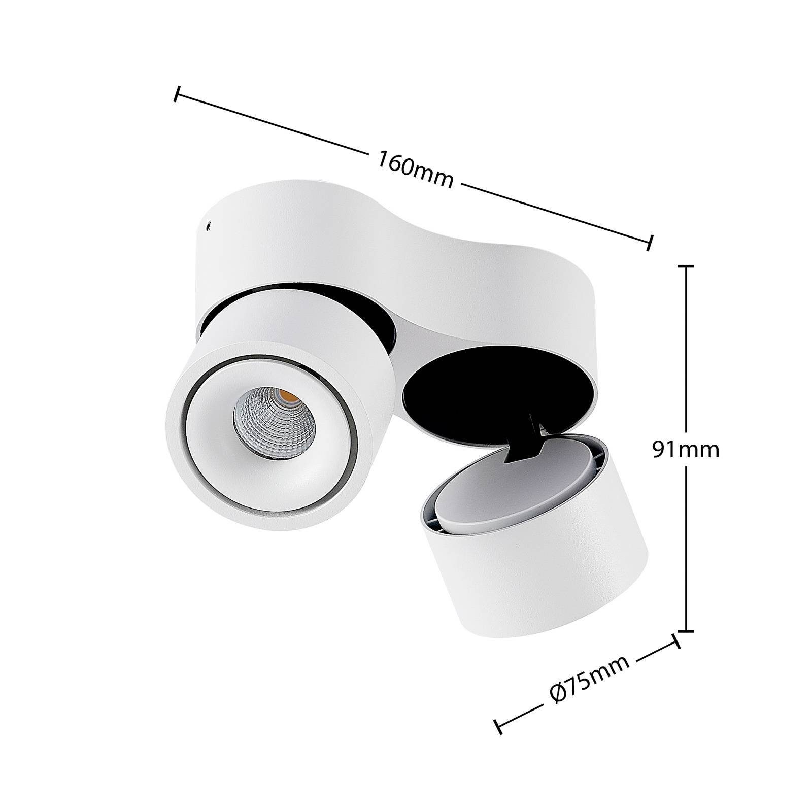 Einbaustrahler warmweiß, Rotari, fest dimmbar, LED-Leuchtmittel LED Arcchio Aluminium, inkl. weiß, flammig, 2 Deckenleuchte Leuchtmittel, Modern, verbaut,