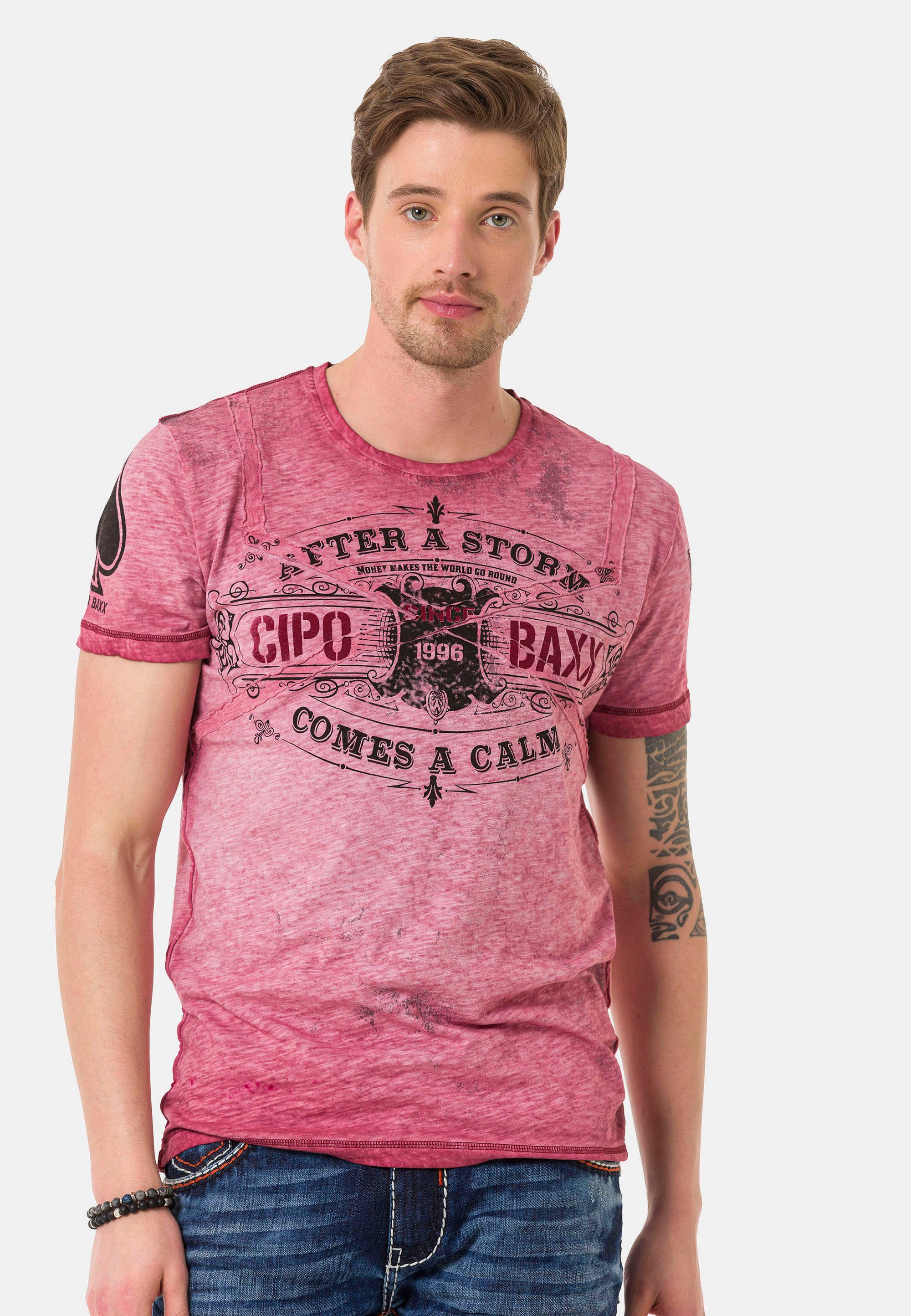 & im Cipo T-Shirt Baxx VintageLook rosa