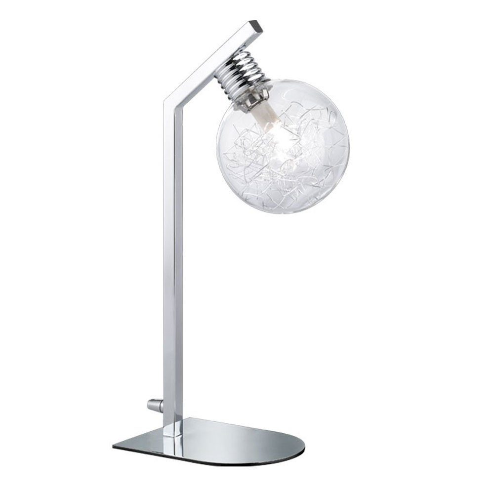 Tisch Warmweiß, Tischleuchte, LED inklusive, WOFI Leuchtmittel Glas transparent Leuchte LED Schalter Beleuchtung Kugel Lampe