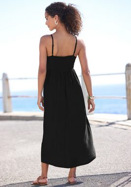 LASCANA Midikleid mit Kettendetail in der Taille, leichtes Sommerkleid, Strandkleid