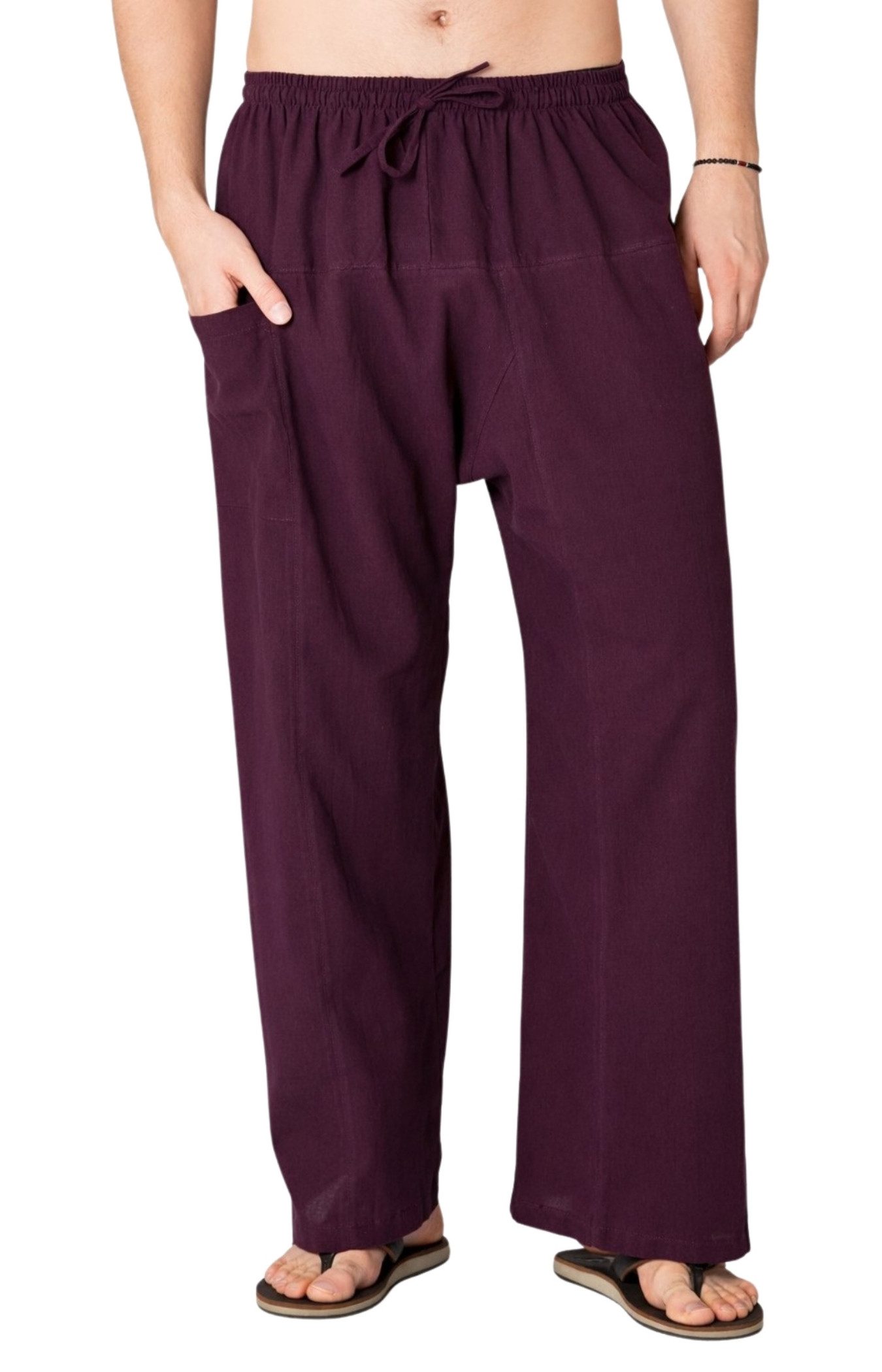 PANASIAM Wellnesshose Weite Baumwollhose mit Gummibund Schlupfhose im Stil einer Fischerhose bequeme Relaxhose als Rehahose, Yogahose oder auch im Homeoffice