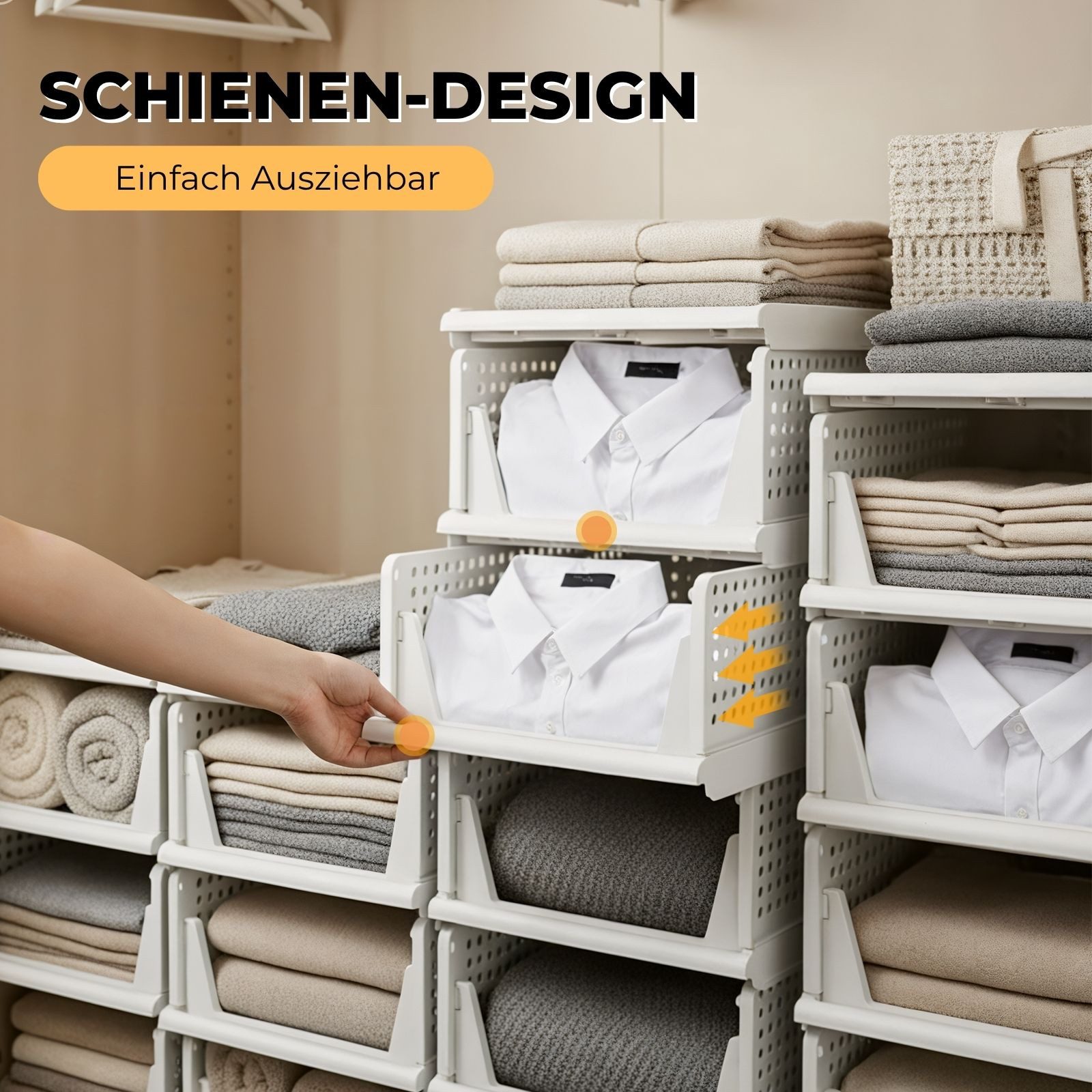 Allyson Organizer Stapelbares Schranksystem Set – Klappbare Kleiderschrank Organizer (Multipack, 5-teiliges Set), Platzsparend faltbar, verstärktes Stecksystem, Belüftungsschlitze