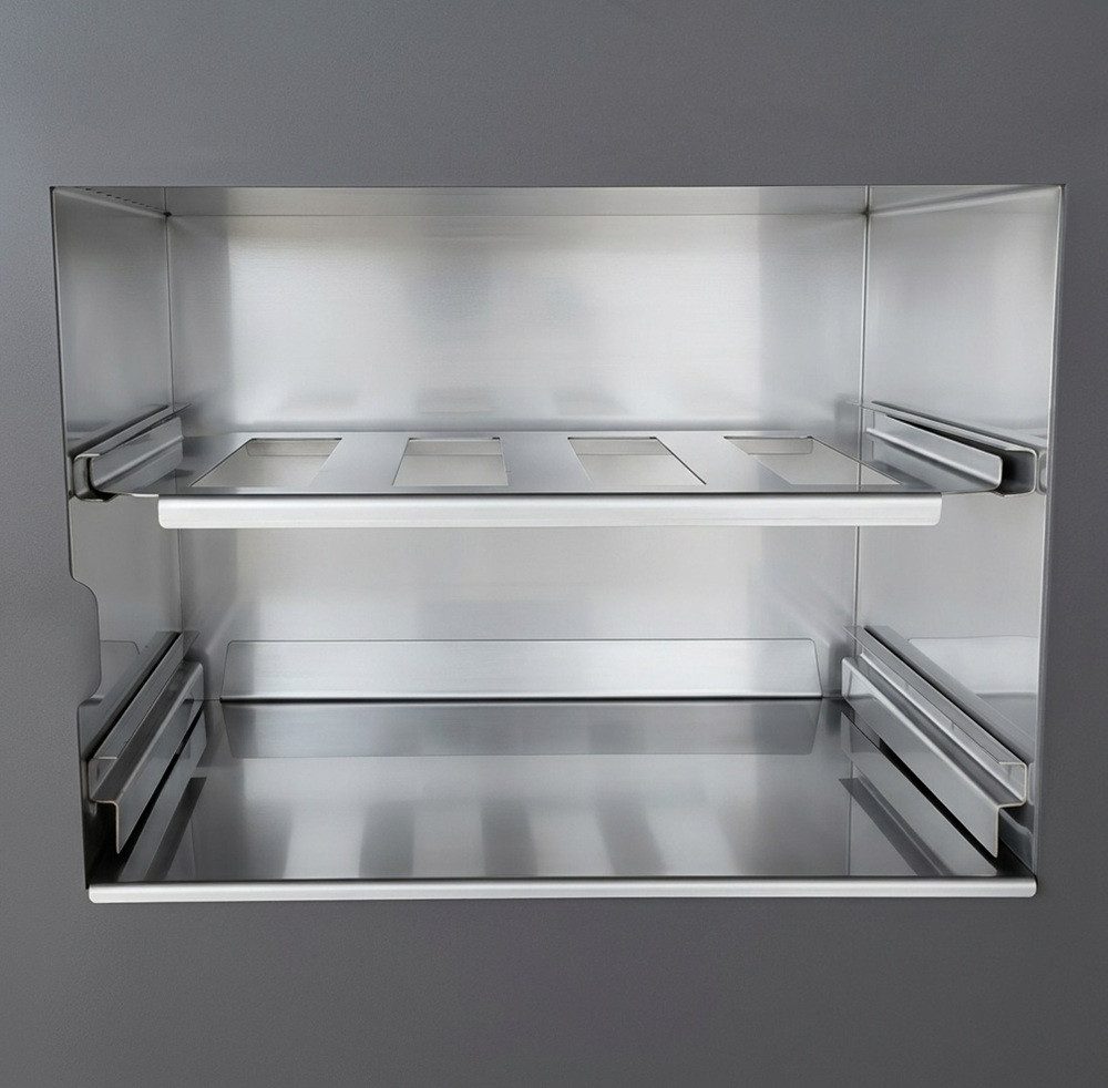 Prometey Festbrennstoffherd Holzherd ECO LUX INOX, Edelstahlbackfach, bordeaux, linke Version, 7,1 kW