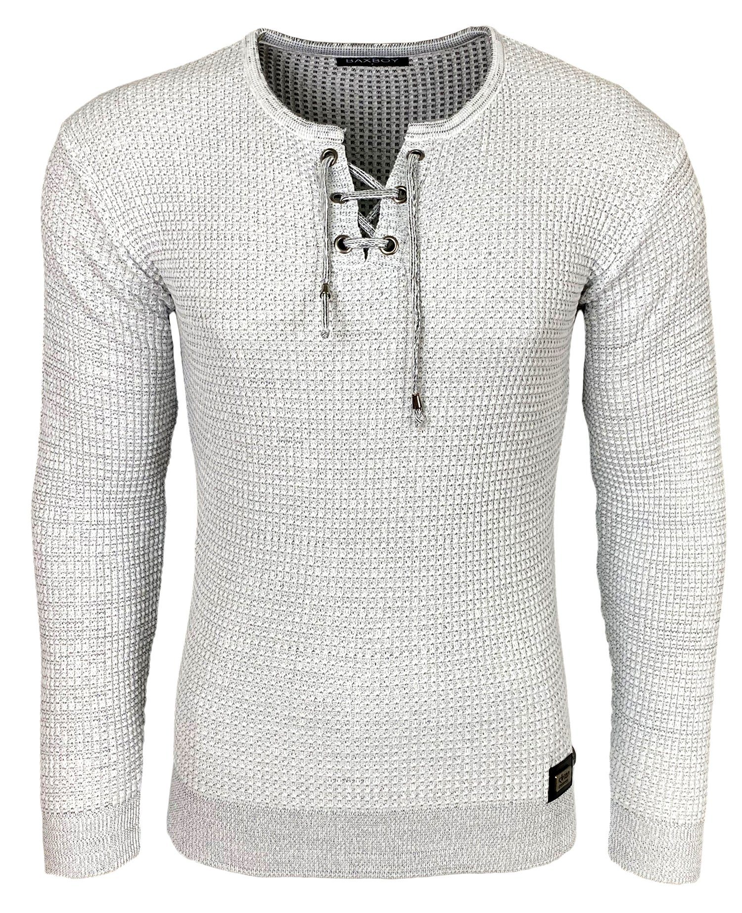 Baxboy Strickpullover Baxboy Herren Pullover Rundkragen Moderner Feinstrick Pulli B-52132