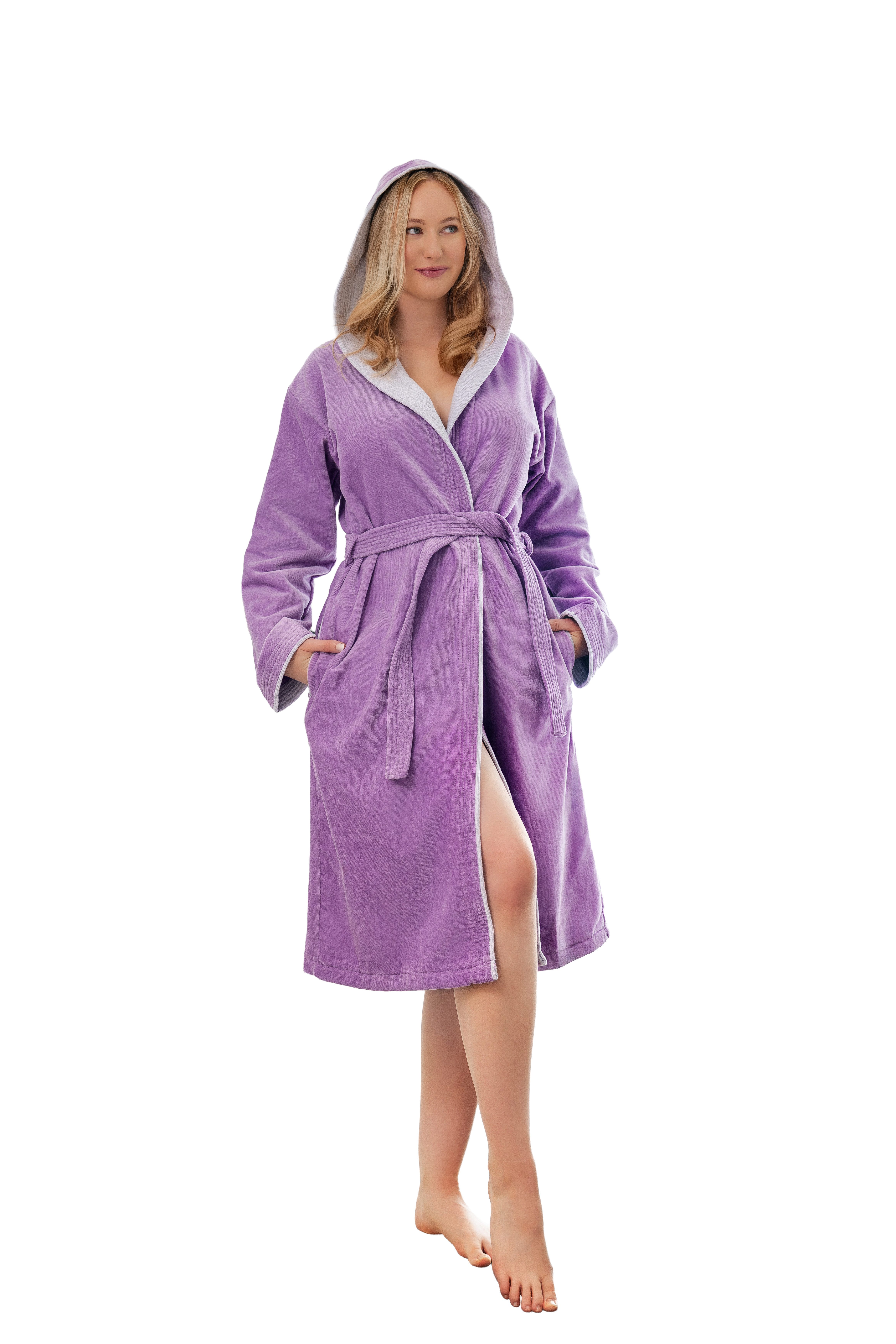 KLASBROOK Damenbademantel Lina, Kapuze, mit Kapuze aus 100% Baumwolle, Tasc günstig online kaufen