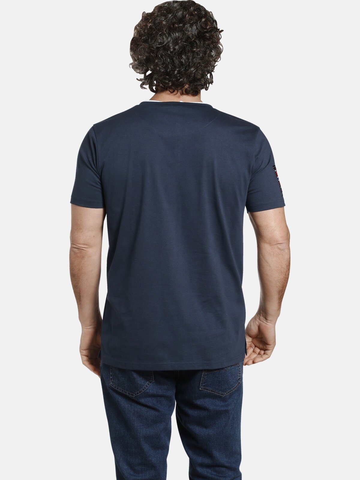 Knopfleiste mit dunkelblau 3-fach T-Shirt PEDER Vanderstorm Jan