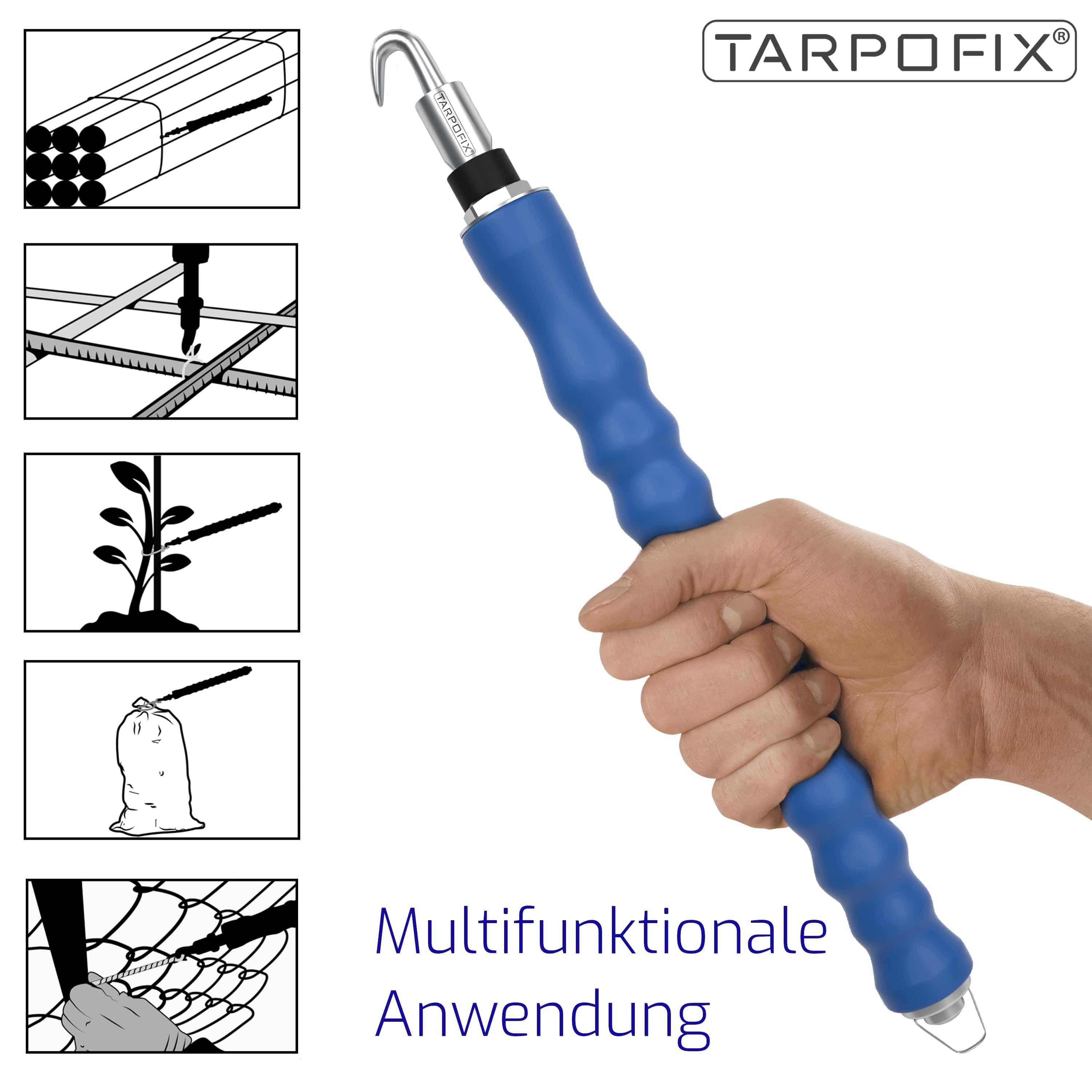 1-tlg., Draht Drahtbinder Drilldraht, Monierzange Tarpofix® Carbonstahl Drillapparat blau mit Driller Rödeldraht Rücklauf, mit Spindel für Rödelzange & aut. Bindedraht