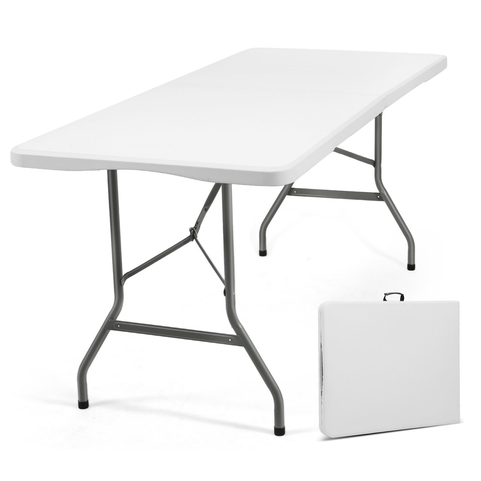 Sekey Bierzeltgarnitur Campingtisch Klappbar Partytisch Buffettisch Gartentisch Tragbar, Klappbarer, für 4 Personen, mit Tragegriff, Weiß