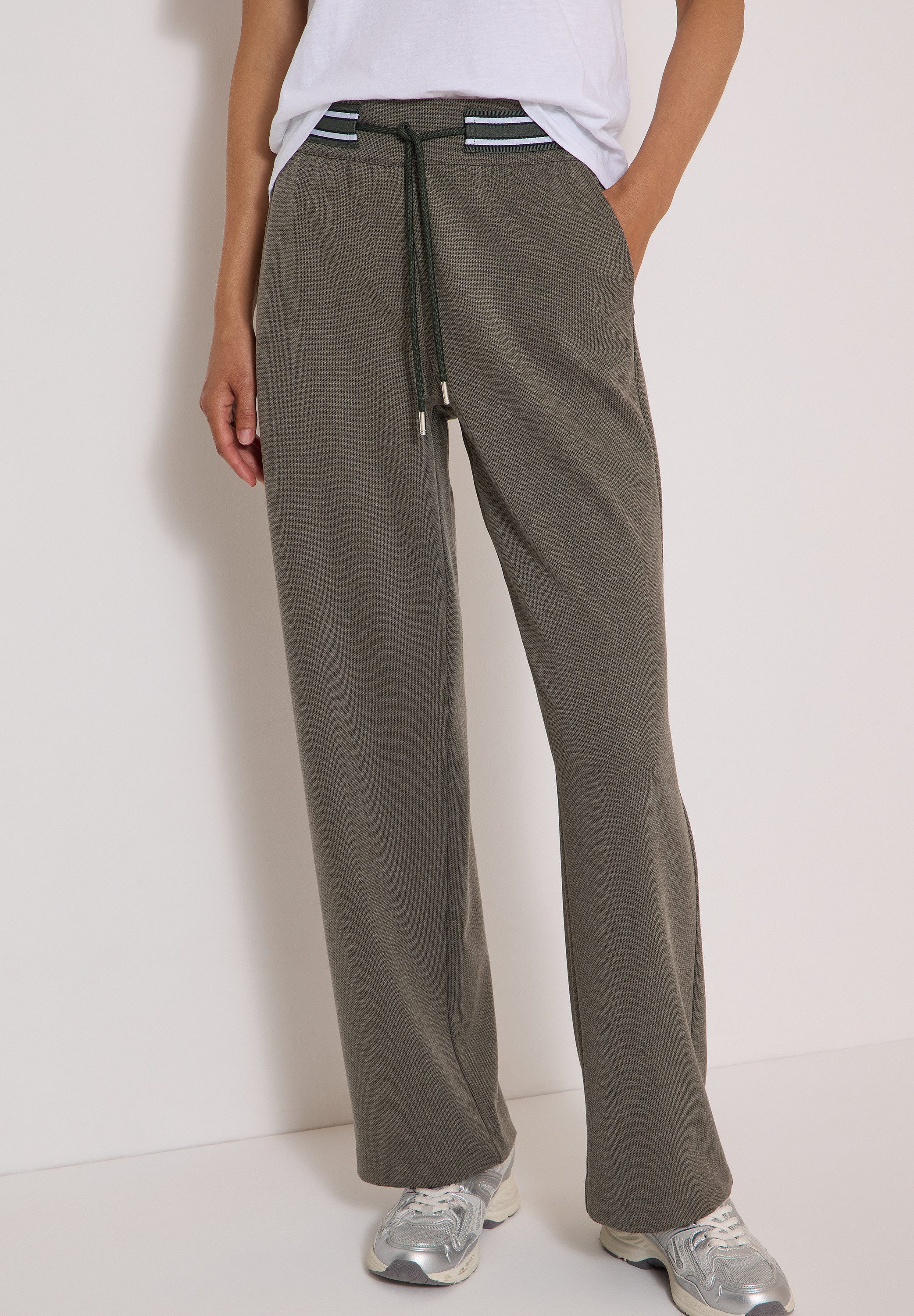CECIL Stoffhose Style Neele Jaquard-Qualität, Elastikbund mit Kontrastdetails